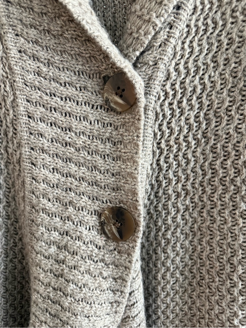 J. Jill Women’s Taupe Chunky Shawl-Collar Cardigan - Picture 2 of 7